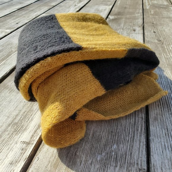 Fratelli Talli Black Golden Yellow Striped Scarf - Picture 6 of 6